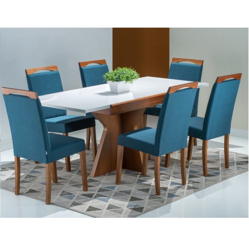 mesa elastica pérola e cadeiras Luana - jm